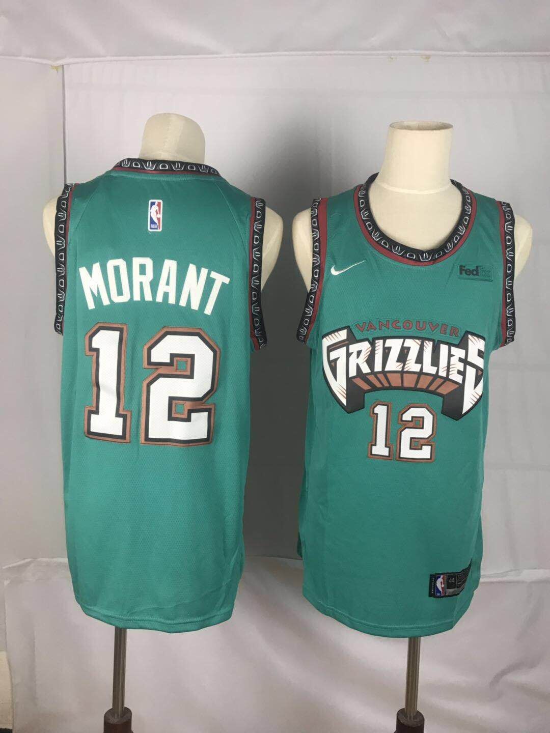 Men Memphis Grizzlies 12 Morant Green Throwback Nike NBA Jerseys